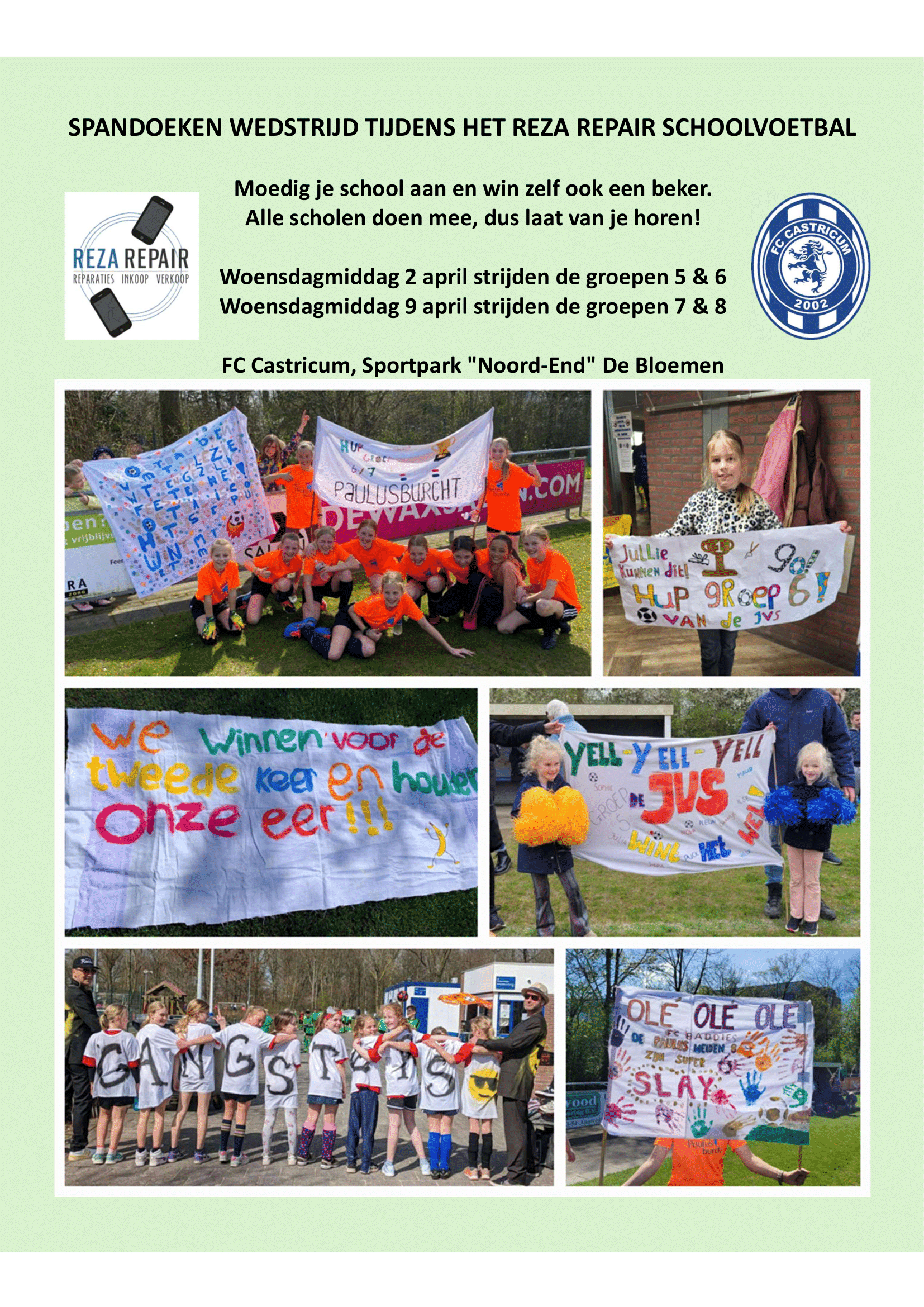 SPANDOEKEN WEDSTRIJD TIJDENS HET REZA REPAIR SCHOOLVOETBAL